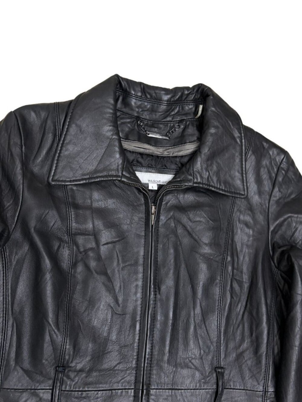 Wilsons Leather Black Coat Winter Insulated Business Casual Jacket Womens Large - Picture 5 of 6